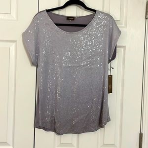 Short sleeve lilac sequin t-shirt